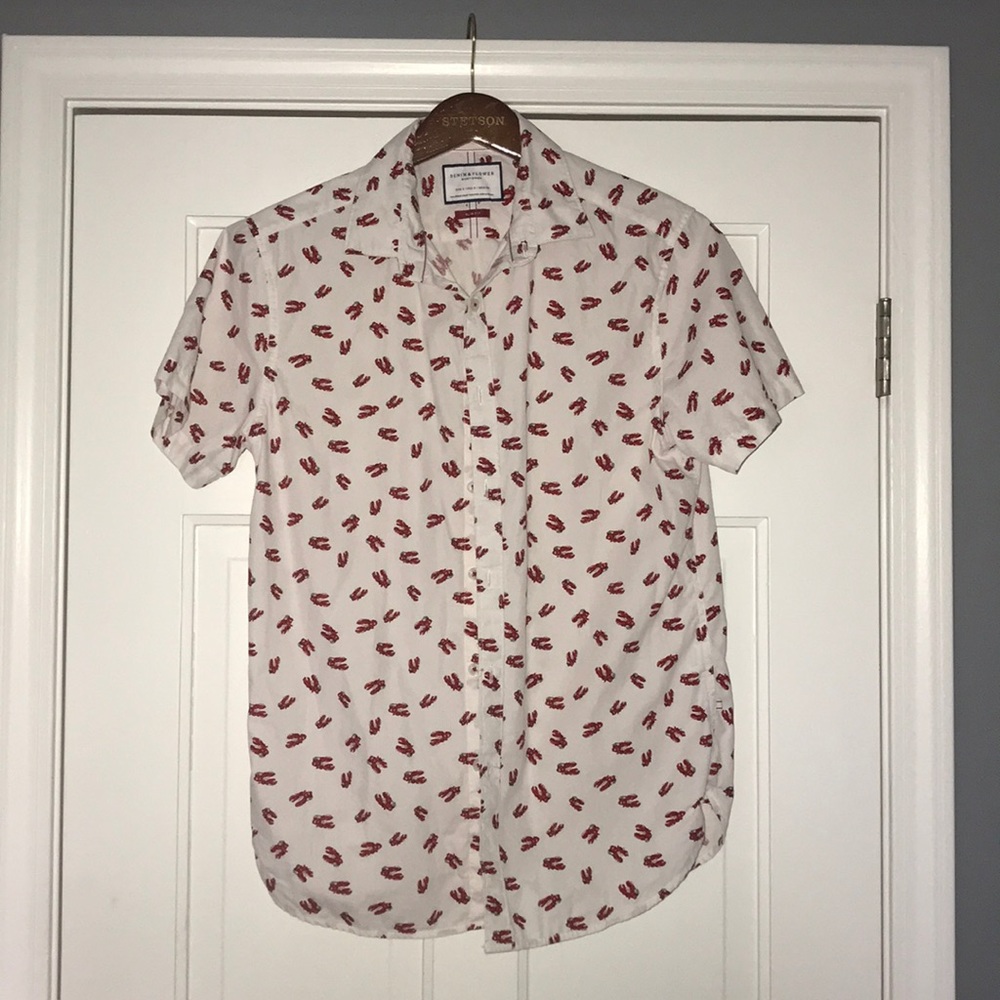 Denim and Flower, Short Sleeve Button-Up, Small